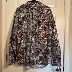 Yiume Men's Tropical Print Shirt Long Sleeved Men's Shirt Size XL